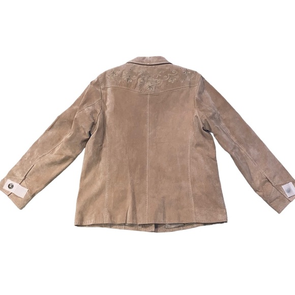 NWOT Lake Matley Suede Button Up Jacket Women Size 2XL Light Brown / Floral - Picture 7 of 13